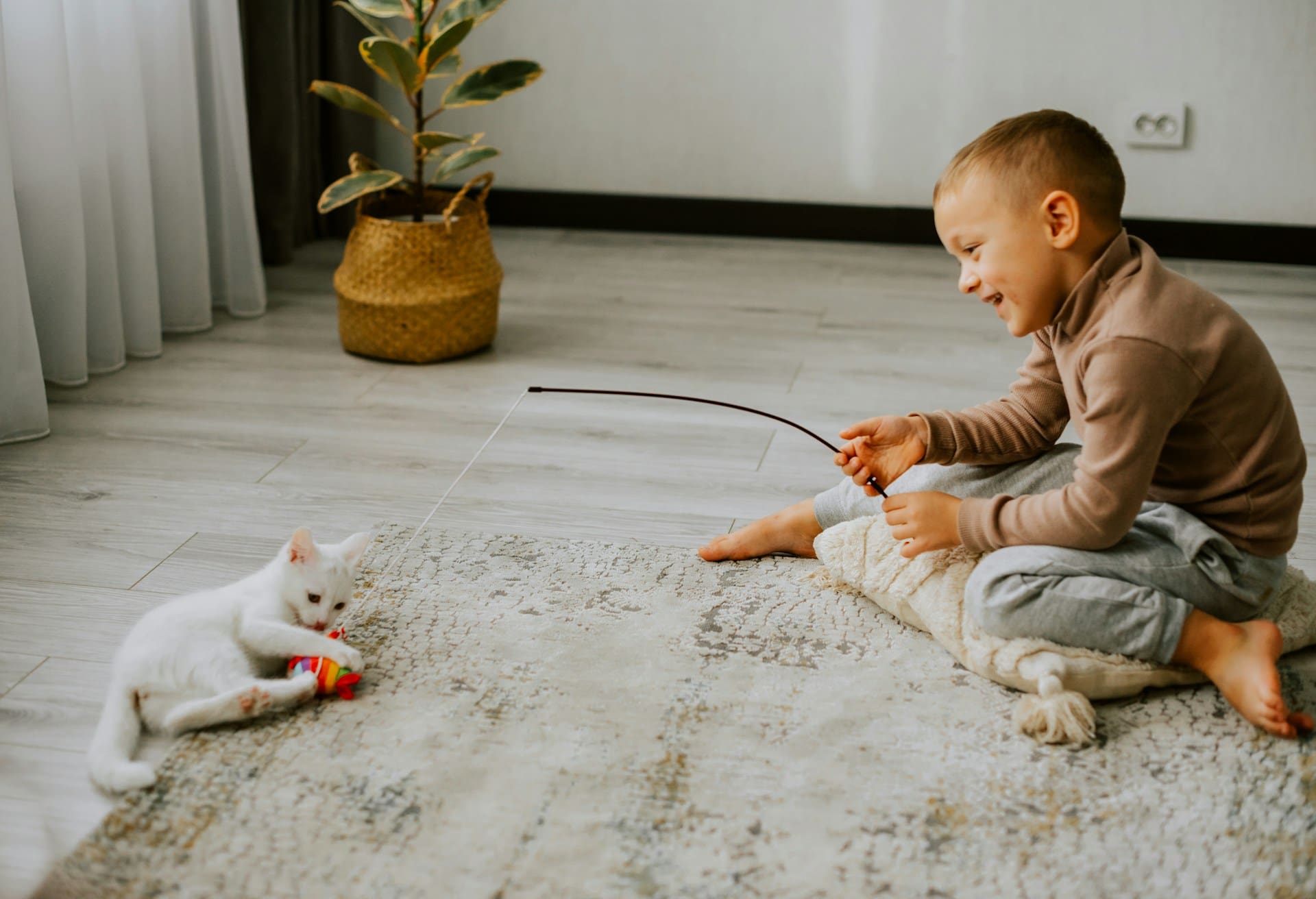 kid with pet