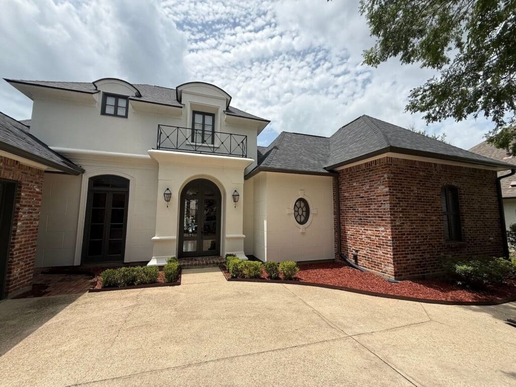 St. George exterior painting result, Creamy white home with dark brown trim